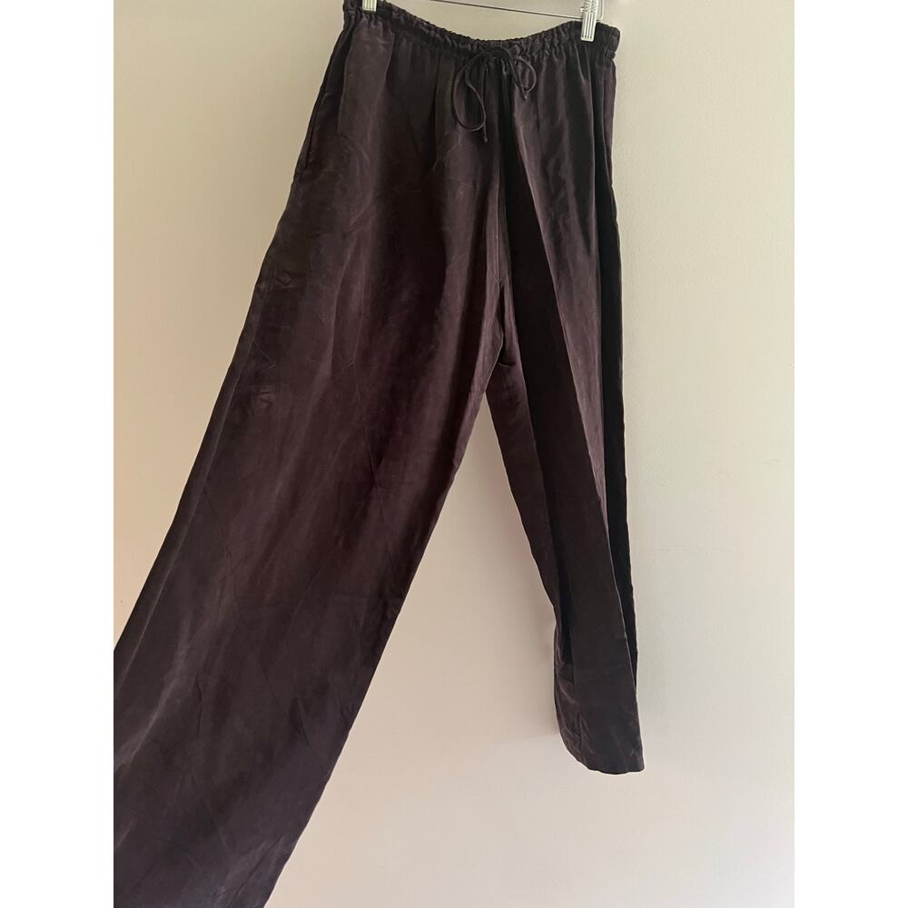 Dorin Frankfurt 100% Rayon Purple Taupe Wide Leg Pants Lightweight Size Small JL